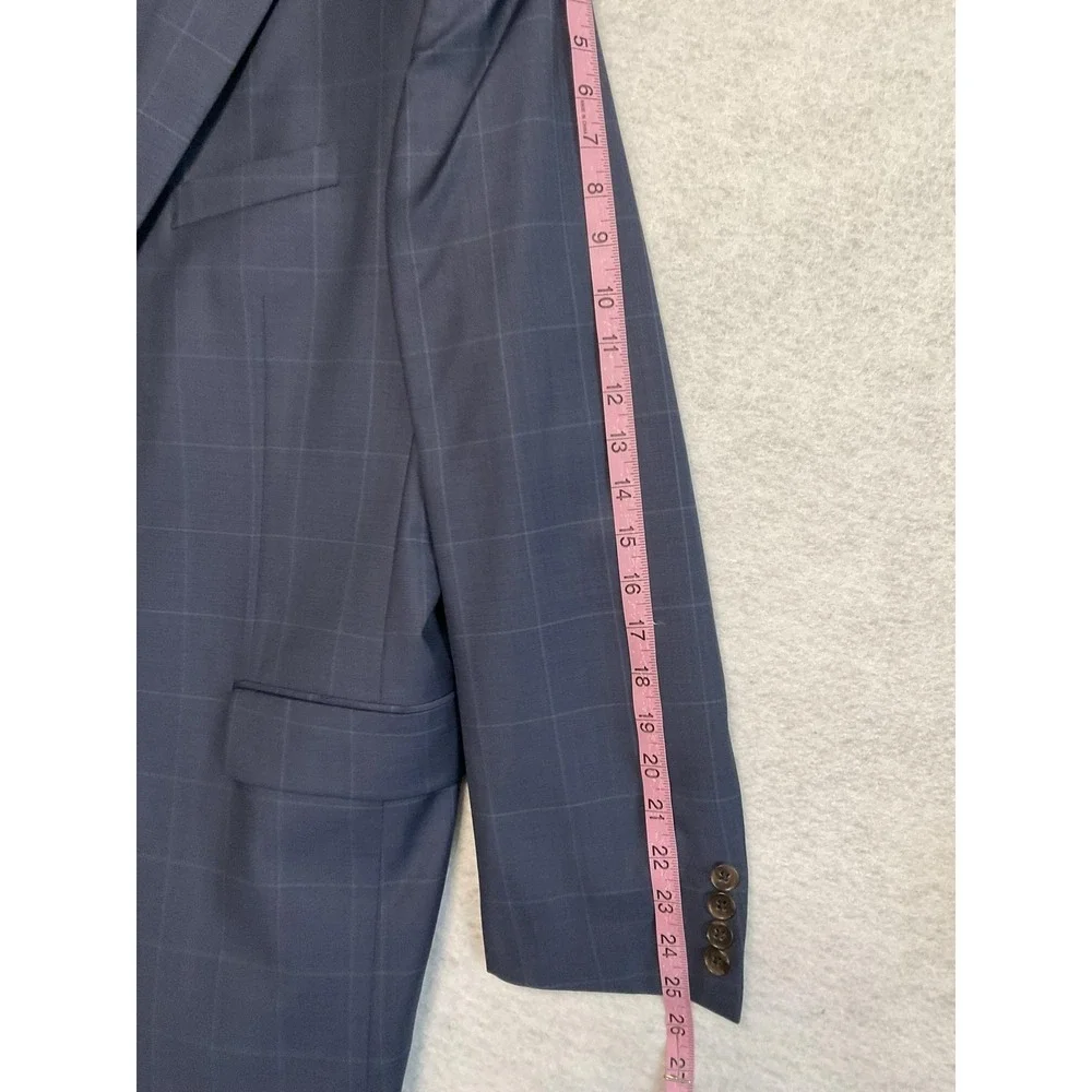 Angelos‎ Suit Men 42 Blue Wool Plaid 2 Piece Pants 37x31 Super 150s Canada